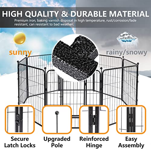 Dogelsy Dog Playpen 8/16 Panels Heavy Duty Puppy Playpen Foldable Dog Fence Pet Playpen With Door For Small Medium Dogs Indoor & Outdoor (31.5" Wx40 H-8 Panels, Black & Silver) #TOP2