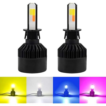 Amazon Catland 車用 Led フォグランプ H3 フォグ Ledバルブ イエロー ホワイト ブルー ピンク 4色 切り替え フォグ ライト ヘッドライト 汎用 Ledライト 黄色 3000k 白 6000k 青 フォグバルブ 12v 24v 高輝度 Cobチップ 3600lm 2 36w 2 ファン