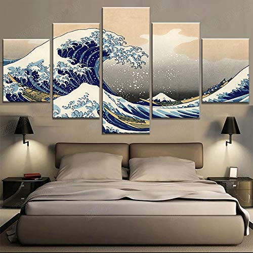 Peinture sur toile La Grande Vague au large de Kanagawa avec cadre premium