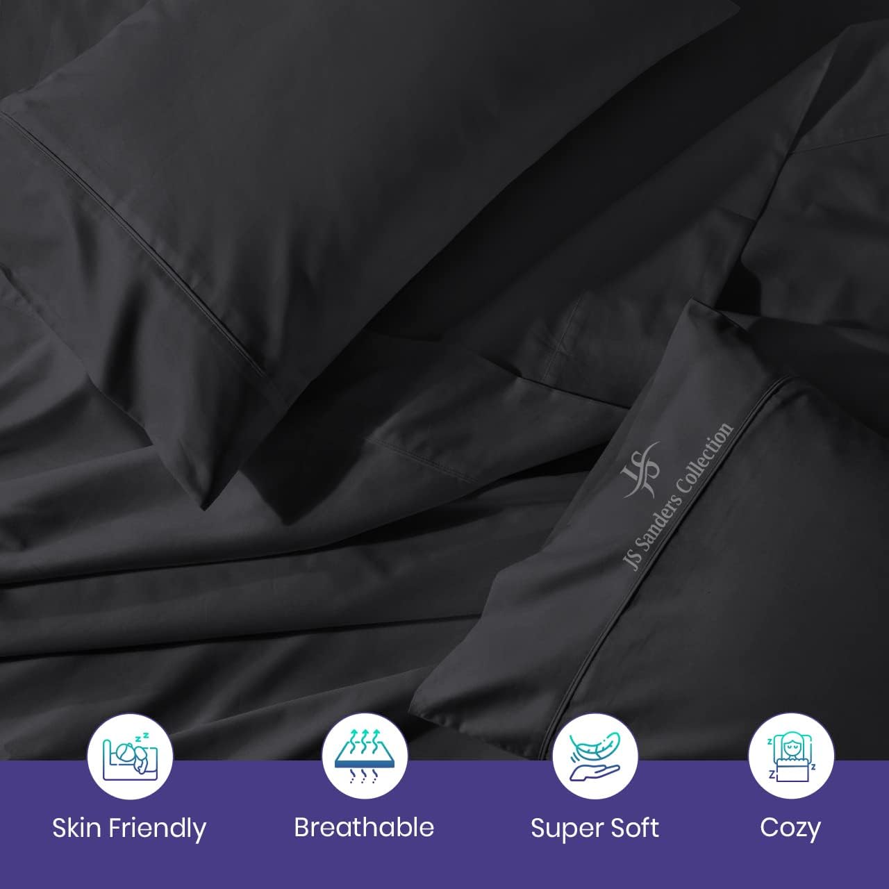 CASA LINEN Alaskan King (108X108) Sheet Set Luxury Soft 100% Egyptian Cotton -Classic Collection Bed Sheet Set for Alaskan King Mattress Dark Grey Solid 1000 Thread Count 21" Deep Pocket