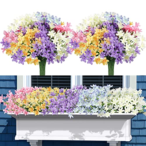 Linkstyle Artificial Daffodils Flowers, 10 Bundles Fake Flowers With Stems, Uv Resistant No Fade Plastic Plants Faux Flowers Bouquet For Indoor Outdoor Home Garden Porch Window Decoration #TOP24
