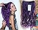 20 Inches Synthetic One Piece Wavy Curly Half Head Clip in Hair Extensions Solid Color DL(Purple)