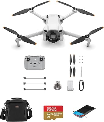 DJI Mini 3 Drone with RC-N1 Remote Controller Bundle with 32GB microSD Card, Shoulder Bag, Landing Pad