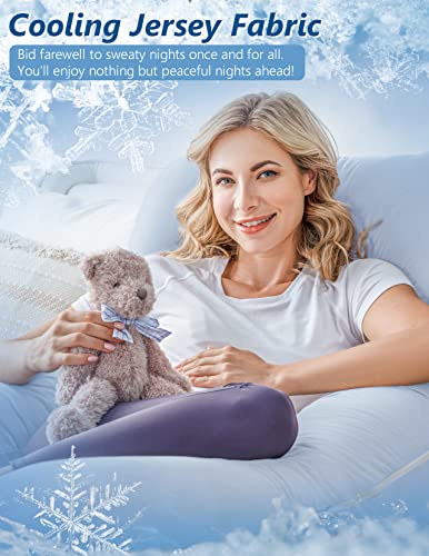 Meiz Pregnancy Pillow, Cooling Pregnancy Pillows For Sleeping, Maternity Pillow For Pregnant Women, Pregnancy Body Pillow With Cooling Jersey Cotton Cover, Blue #TOP3