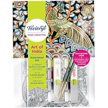Fevicryl DIY Art of India Kalamkari Art kit | DIY Acrylic Painting Set with Acrylic Paints 12 Shades | Set of 2 Round Brushes | Pre-Designed Canvas 8 x10 | Ideal for Festive Gifting