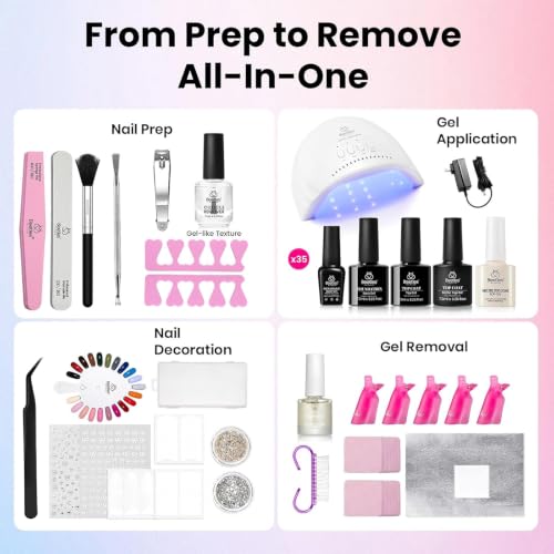 Image of Beetles Gel Nail Polish Kit with U V Light - 68Pcs Gel Nail Kit 35 Colors Outfits Collection Red Pink Blue Polish Set with Nails Manicure Tools for Beginners DIY Home Salon Gifts for Women | Outfits Collection Red Pink Blue Polish Set with Nails Manicure Tools for Beginners DIY Home Salon Gifts for Women
