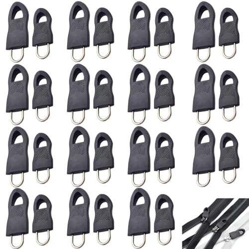 Bbborvox 30 PCS Zipper Pull Replacement Pull Tab Replacement Accessories Detachable Zipper Pull Tabs Replacement Zipper Pulls Zip Puller Replacement for School Bags Clothes Luggage Suitcase(Black)
