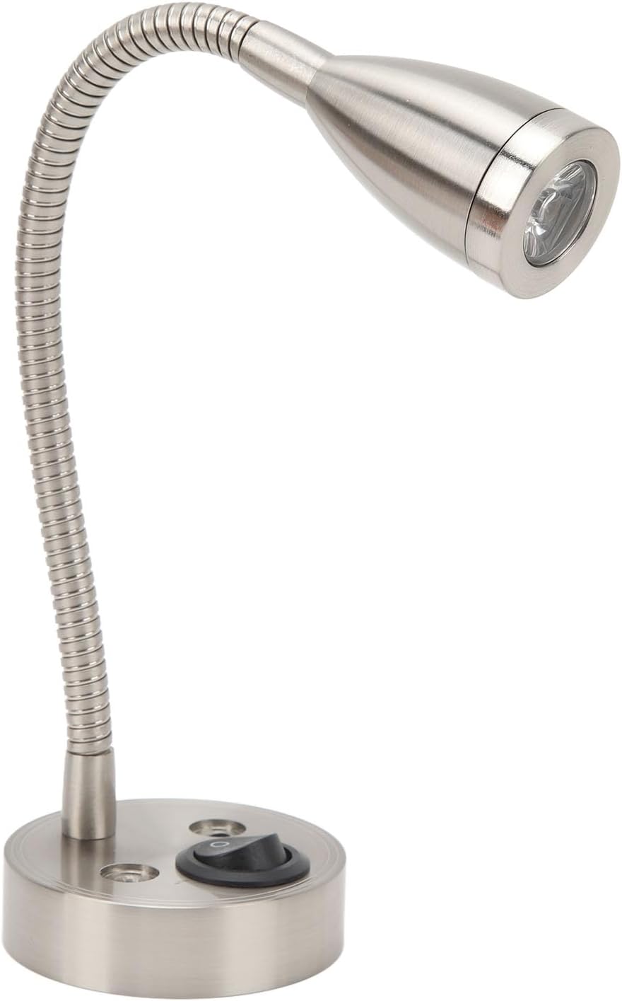 RV LED Bedside Light 360 Degree Swivel Flexible Gooseneck Light for 12V 24V Boat Truck Cars (Plated)