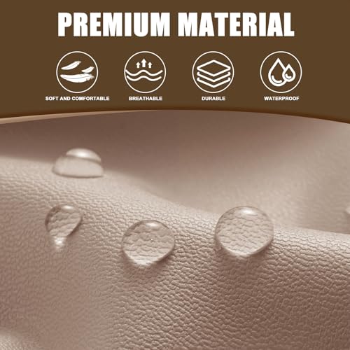 Image of SearchI PU Leather RV Dinette Cushion Covers, Stretch Camper Cushion Slipcovers for Travel Trailer Couch RV Booth Seat, Replacement Camper Sofa Chair Protector(1 Backrest Cover & 1 Bench Cover, Taupe)