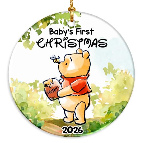 Baby First Christmas Ornaments 2026, The Pooh Christmas Tree Ornaments, Unique Christmas Decorations for Newborn Baby, New Parents (Winnie & Bee)