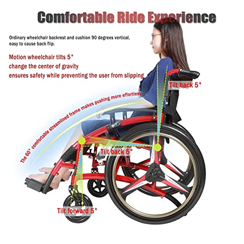 Sports Wheelchair For Adult, Self-Propelled Lightweight Folding Wheelchair 33 Lbs Ergonomic Manual Wheelchair With Lifting Handrail, Aluminum Alloy Shock-Absorbing Driving Trolley #TOP2