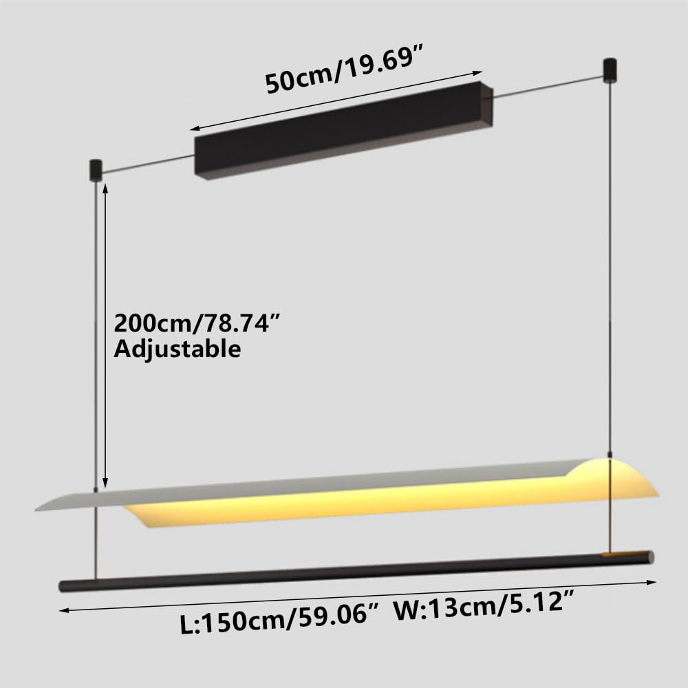 CONERY 3000-6500K Lámpara Colgante Lámpara Colgante Larga Negra Decoración Moderna para el hogar Accesorios de iluminación de suspensión LED Araña LED de Hierro Iluminación Colgante Regulable