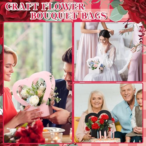 Boîtes en forme de cœur pour bouquets de fleurs sans pli - 7