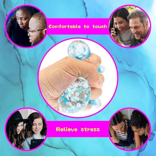 Image of Ice Cube Squishy Toy, Transparent Blue Silicone Hand Squeeze Fidget Toy with Snowflake Design, Soft Sensory Stress Ball for Kids and Adults, Desk, Travel and Gifting, Pack of 1