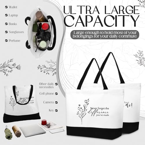Image of 6 Pcs Thank You Canvas Bag Employee Appreciation Gift Reusable Grocery Bag Housekeeping Week Gift for Women Coworker