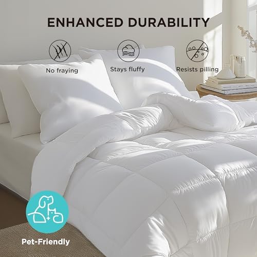 Bedsure Comforter Duvet Insert - Quilted Comforters King Size, All Season Duvet, GentleSoft Down Alternative Bedding Blanket, with 8 Tabs, Gifts for Women/Men, White, King 90 x 102 Inches — view 6
