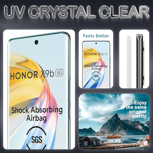 Image of ArmourPro Military Grade UV Tempered Glass Screen Protector for Honor X9b 5G with Edge to Edge Coverage, Cable Protector & Installation kit (6.78 Inch)