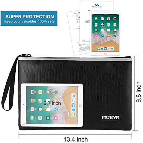 Fireproof Waterproof Money Document Bag - Safe Zipper Bags With Reflective Strip, Fire & Water Proof Storage Organizer Pouch For A4 Important Documents Holder,File,Cash,Passport,Tablet (13.4" X 9.8") #TOP3