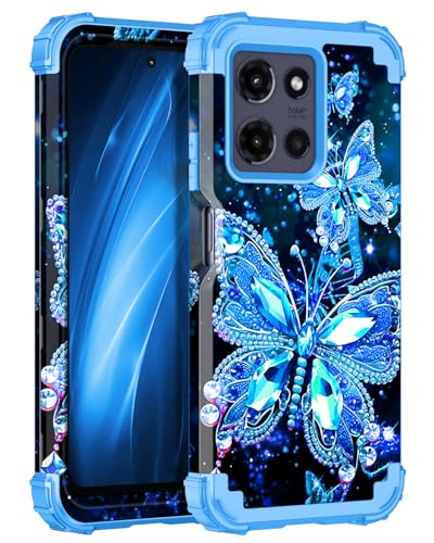 Miqala for Moto G 5G 2026 Case,Glow in The Dark Three Layer Heavy Duty Shockproof Full Body Protection Hard Plastic Bumper+Soft Silicone Protective Case for Motorola Moto G 5G 2026,Blue Crystal