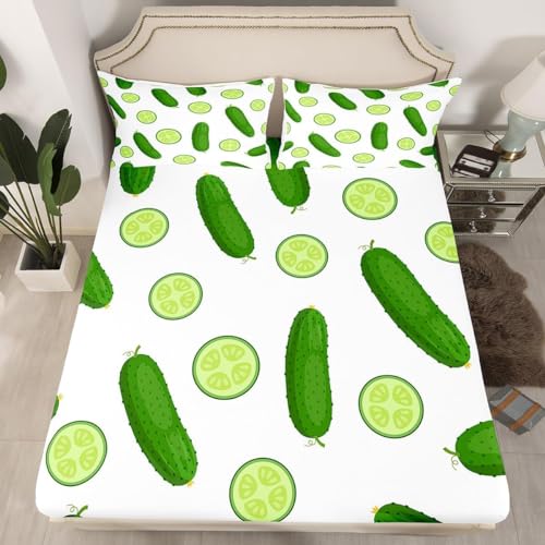 TACOKI Sabanas Bajeras 90x190 Infantil Pepino Sábanas Bajeras Pepino Ajustable Suave y Cómoda Sabana Bolsillo Profundo 30 cm, para Grueso Colchón, Sabanas Cama 90 d2185