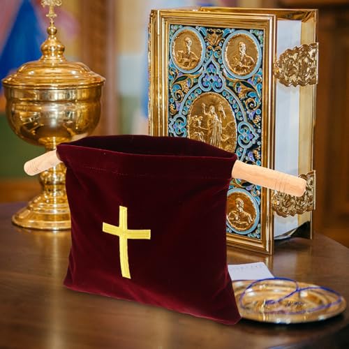 Bolsa de ofrendas Toyvian bordada con estructura noble de madera de iglesia 8