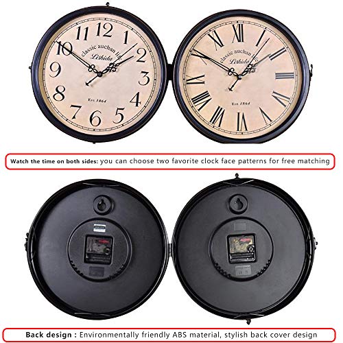 Horloge double face en fer vieilli rétro pour extérieur - 7