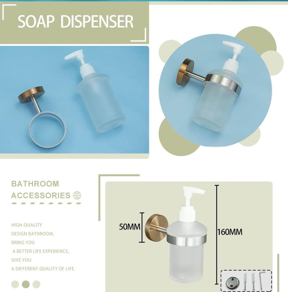 Portasciugamani in acciaio inossidabile 304 Set di accessori per il bagno Portasciugamani Porta carta igienica Rack Accessori per il bagno Oro rosa spazzolato, distributore di sapone