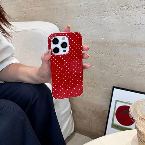 Vintage Red Polka Dot Phone Case for iPhone 15 Pro Max,Cute Retro Chic Trendy Boho Pattern Slim Soft Protective Girls Women Cover(Red White,i15ProMax 6.7in) by Reezaddin - Image 9