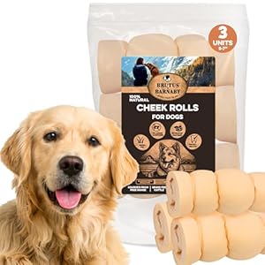 Premium Beef Cheek Rolls for Dogs 5-7″ – (3-Pack) Long Lasting, Safe & Natural Rawhide Alternative Chews, Ideal for Large Dogs & Aggressive Chewers, Supports Dental Health & Digestion