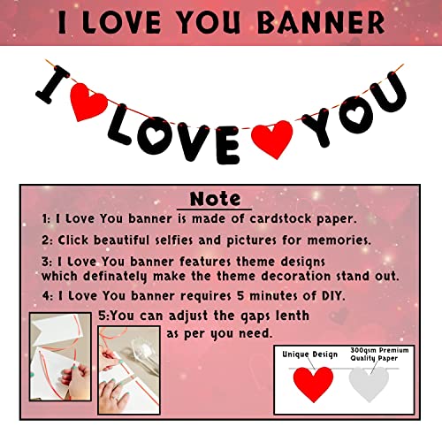 Party Propz Happy Anniversary Decoration Items Kit - 45Pcs Wedding Anniversary Decoration Items, Love Foil Balloon, Red and Golden Balloons, Golden Banner, I love You Banner (cardstock)