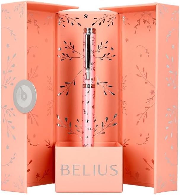 Beautiful Aluminium Feather Pink Silver Design Embossed Blue Ink Design Box