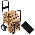 Sunnydaze Outdoor Firewood Log Cart with Pneumatic Tires and Heavy-Duty Polyester/PVC Cover