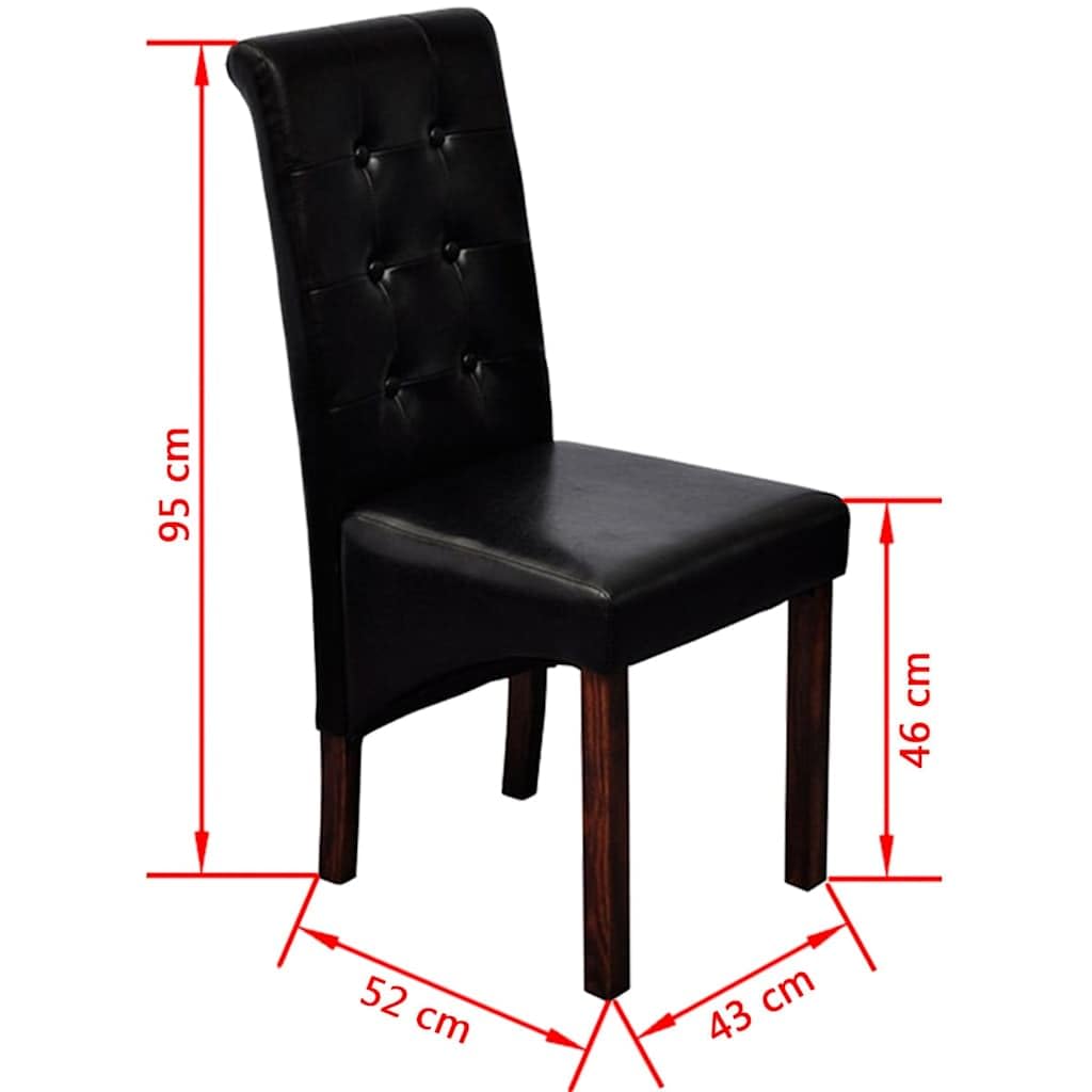 Makastle Chaises de Salle à Manger Lot de 4 Noir Similicuir