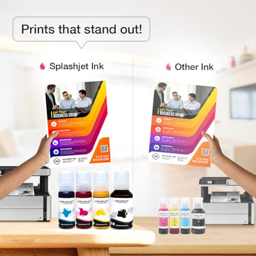 Image of Splashjet 008 Compatible Refill Pigment Ink for Epson L15150, L15160, L15140, L6490, L6460 Printer - Compatible Ink Bottle for Epson 008 Ink Code (70gm x C /M /Y + 120gm x Bk) Ink Bottle Set - 502367