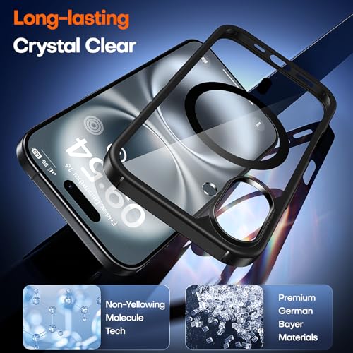 Image of TAURI for iPhone 16 Plus Case, Compatible with MagSafe, Black