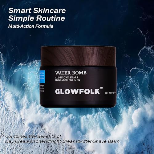 GLOWFOLK Hydroburst™ Moisturizing Gel Cream with Niacinamide, Pro-Xylan, Marine Collagen Complex for Men, Lightweight Daily Face Moisturizer