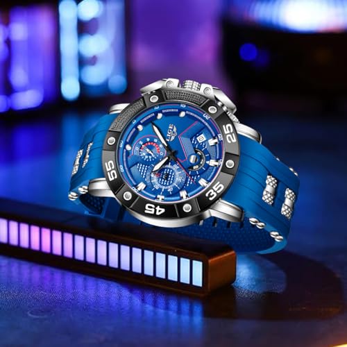 Image of LIGE Unique Mens Wristwatch Fashion Multifunction Chronograph with Calendar Quartz Analog Watch Waterproof Outdoor Sport Watch for Men Casual