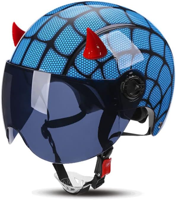 Kids Motorcycle Half Helmet 3/4 Open Face with Visor Helmet for Men Women Retro Design Lightweight Motorbike Helmet, DOT/ECE Certified Jet Helmet for Moped ATV Scooter Quick Release