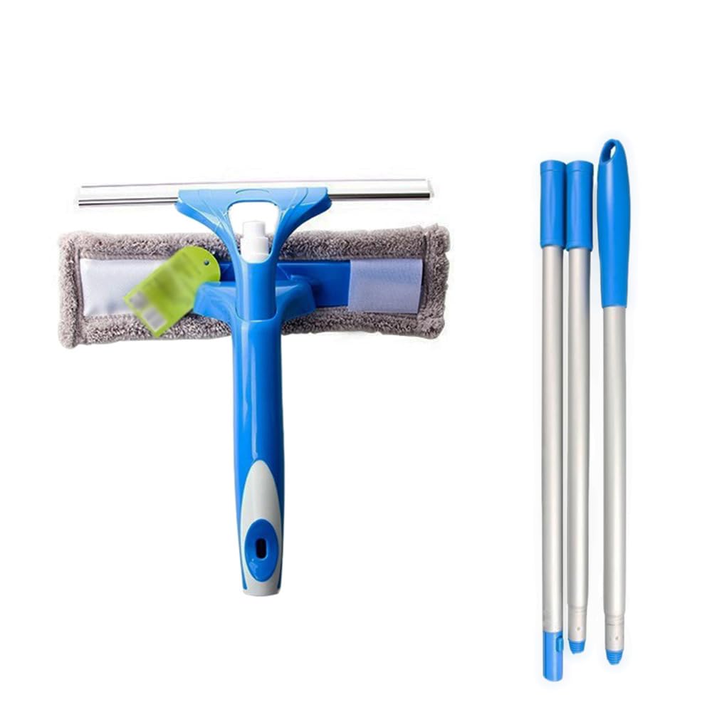 2PCS Window Cleaning Kit, 150cm Window Squeegee Cleaning Equipment Kit, 180 Degrees Rotation Head Extendable Window Cleaner Tool, Glass Cleaning Tools for Indoor/Outdoor High Window