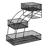 【Grande capacité】 : Corbeille à fruits de cuisine à 3 niveaux, offrant un grand espace de rangement pour divers types de fruits. Sa structure métallique robuste et son filet assurent une bonne aération et préservent la fraîcheur des fruits.
