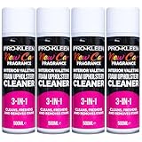 Pro-Kleen Interior Valeting Foam Upholstery Cleaner - 3-in-1 Formula to Deeply Clean, Remove Stains and Eliminate Odours - New Car Fragrance (4 x 500ml)