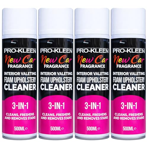 Pro-Kleen Interior Valeting Foam Upholstery Cleaner - 3-in-1 Formula to Deeply Clean, Remove Stains and Eliminate Odours - New Car Fragrance (4 x 500ml)