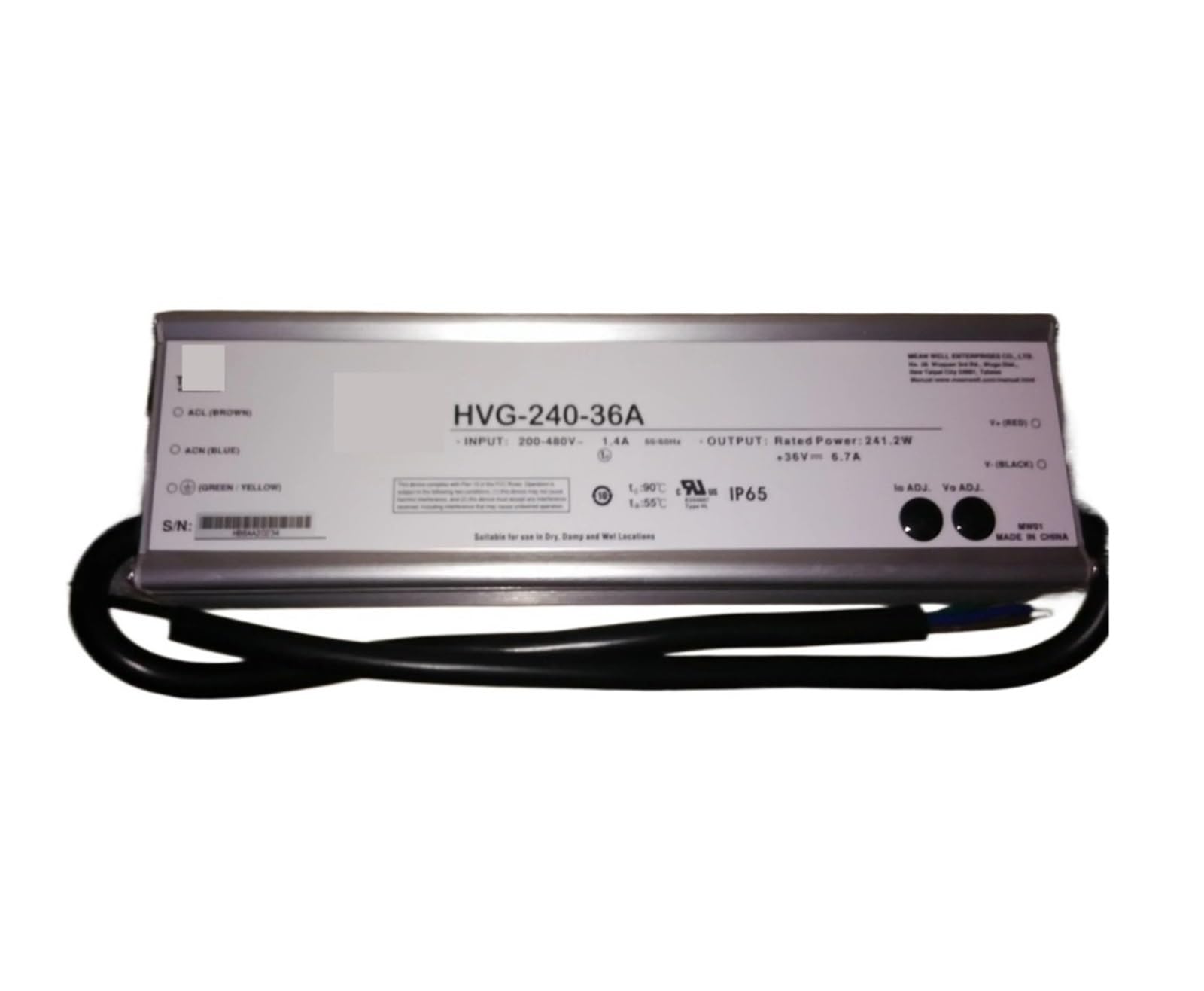 Alimentation étanche 240W à tension constante entrée large HVG-240