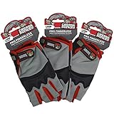 GREASE MONKEY 22107-23 Pro Fingerless All Purpose Work Gloves & Workout Gloves, 3 Pack, Large
