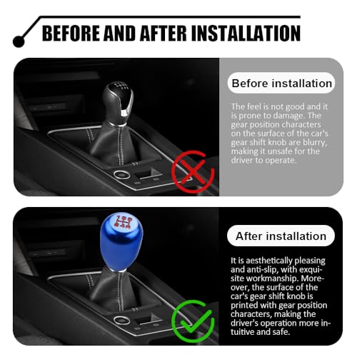 Rebvugr Car Gear Shift Knobs, Shifter Knobs, Aluminum Alloy Car Stick Shift Knob with Adapter, Automotive Interior Accessories 5 Speed Manual Shifter Lever Universal for Most Manual Vehicles (Blue)