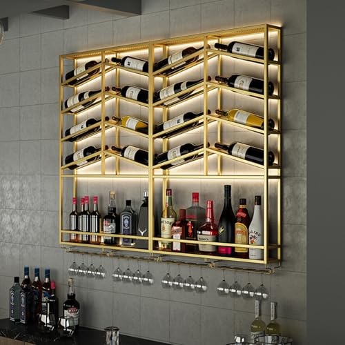 Wine Rack Bar Rack - Hanging Wall Mounted Wine Glass Rack, Wine Display Rack for Home Bar and Kitchen Storage - Magnum Stemware Rack, Floating Wine Bottle Rack