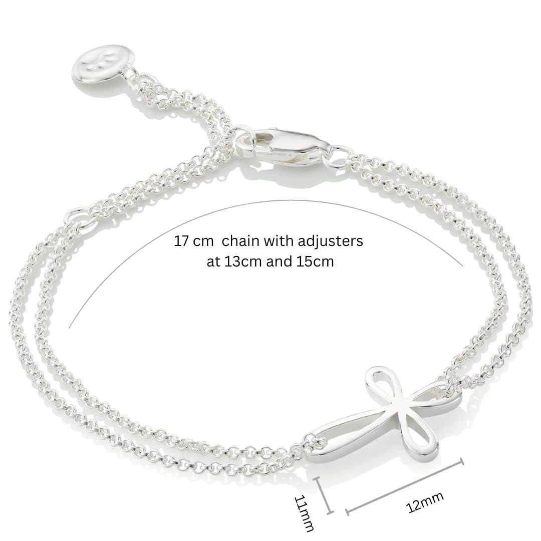 Molly Brown Braccialetto con croce in argento Sterling, ideale per battesimo, comunione, per ragazze, damigelle d'onore e damigelle d'onore