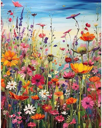 HITIRECOVI Wild Flowers Paint by Numbers Kits for Adults,Flower Paint by Numbers Kits,Adult Paint by Number Kits on Canvas Flowers,Home Wall Decor(16x20in)