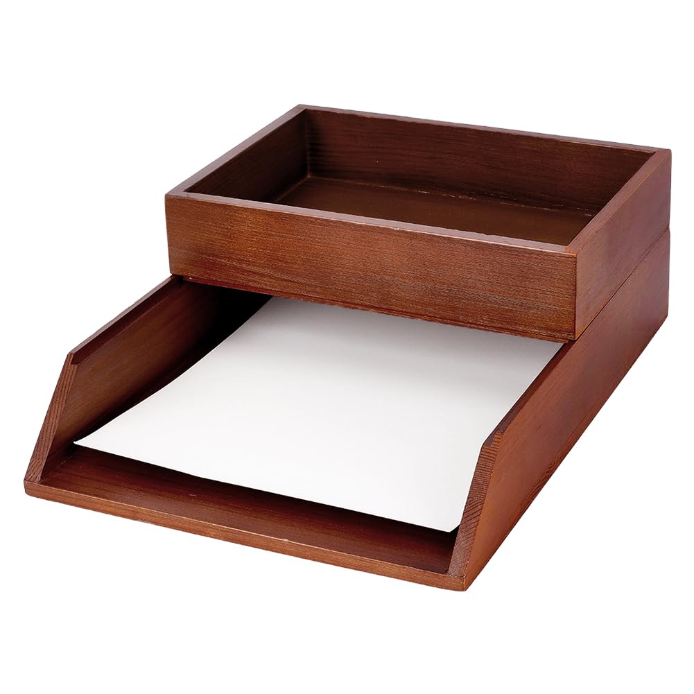 UNICRAFTALE 2 Piezas Bandeja De Escritorio Madera Clasificador De Cartas 33x24x10.8cm Marrón
