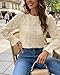 CUPSHE Women Eyelet Long Sleeve Tops Shirts Dressy Hollow Out Crochet Lace Embroidered Blouses 2025 Fashion Top Beige XS